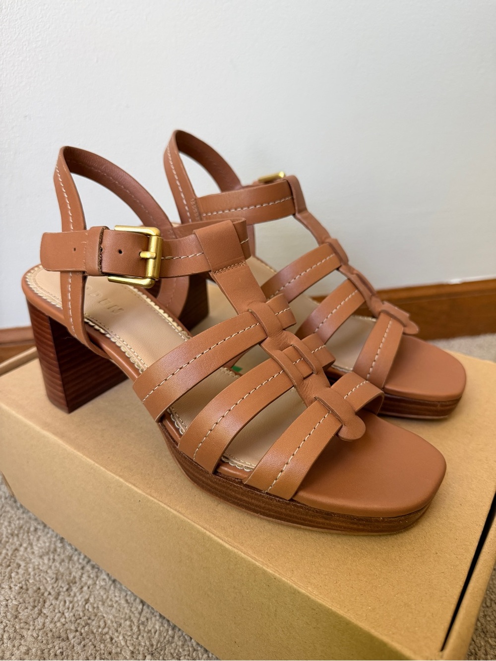 Boden Brown Strappy Block Heel Sandals
